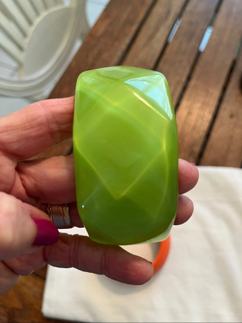 Vibrant Chartreuse Faceted Resin Bangle